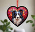 Border Collie Longhaired Stained Glass Effect Heart Suncatcher